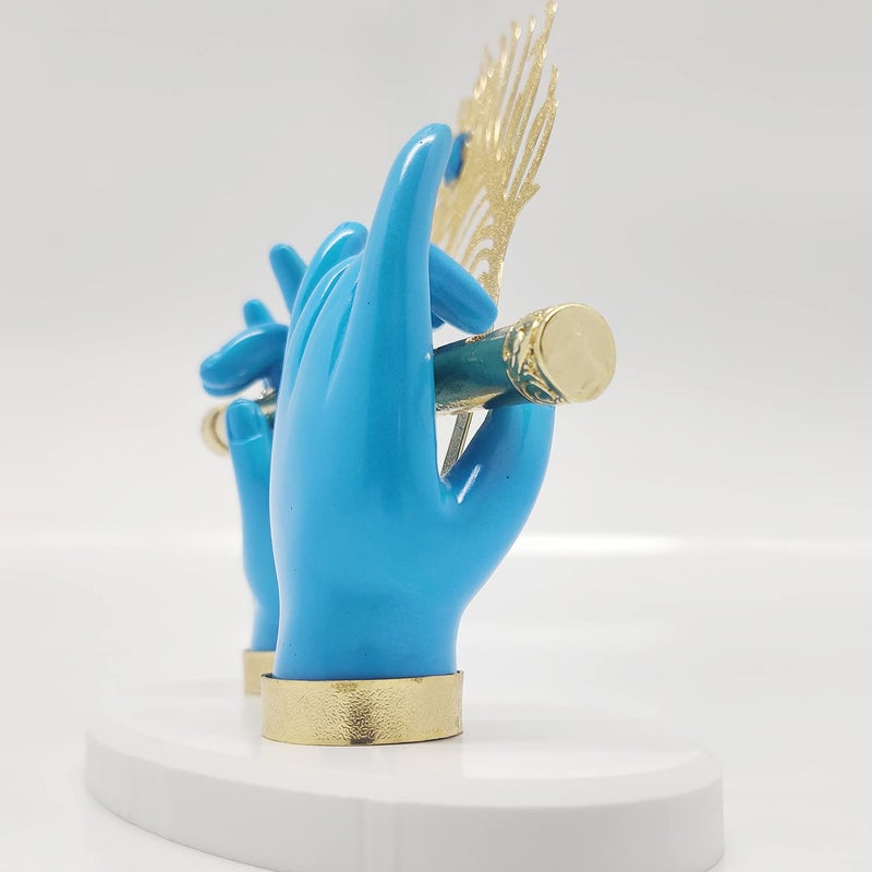JSK Arts Gold Plated Krishna Ji Hands with Flute Figurine 24k Gold Plated with Blue Hand of Krishna Very Classical Piece for Dcor As Well As Wedding and Corporate Gifting Purposes 7 Incn - Image 5