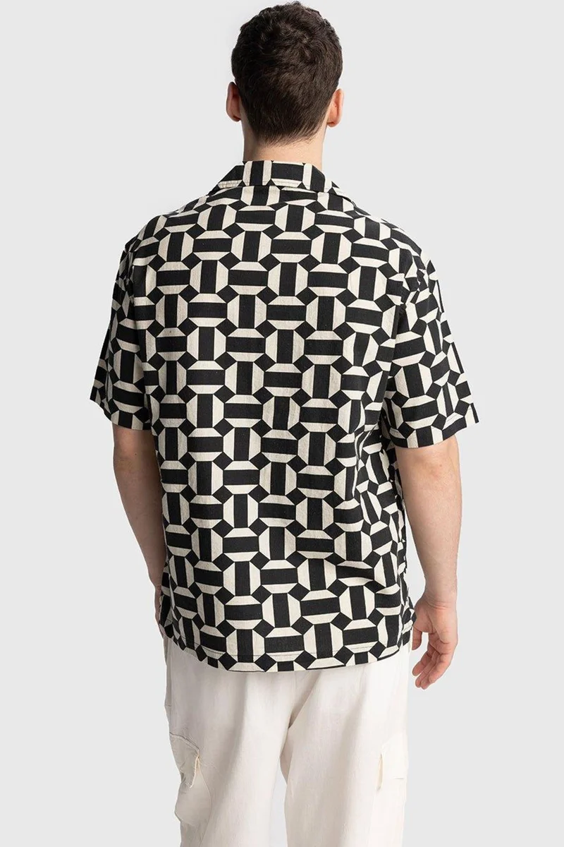 Giesto Multicolor GIESTO Men's Geometric Print Cotton Poplin Shirt for Men | Best Price UAE