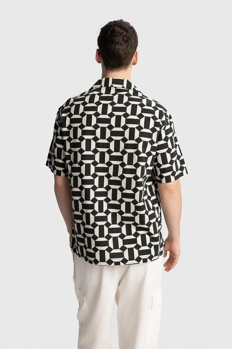 Giesto Multicolor GIESTO Men's Geometric Print Cotton Poplin Shirt for Men | Best Price UAE