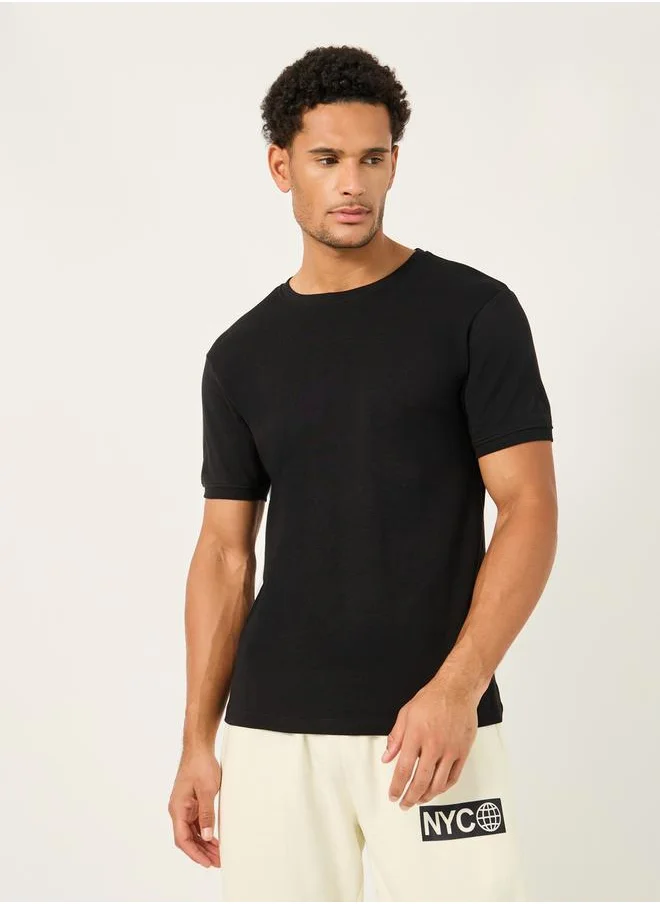 Styli Solid Interlock Cotton Regular Fit T-Shirt