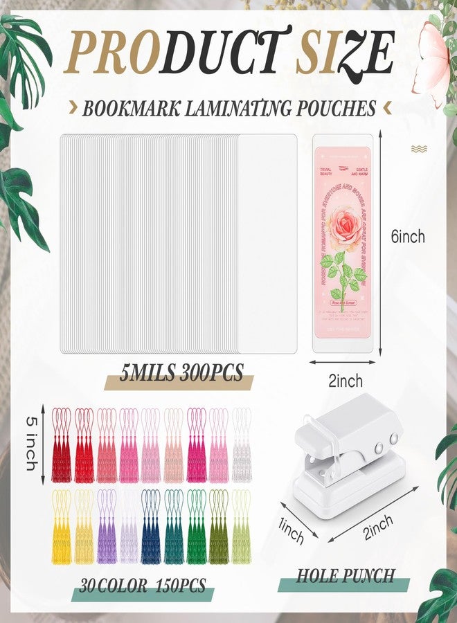 Fuyoooo 601 Pcs DIY Bookmark Making Kit 2.36 x 6.3 Inches Bookmark Laminating Pouches 5 Mil Hot Laminator Sleeves with Rainbow Tassels and Puncher Fit Most Pouch Laminating Machines - Image 2