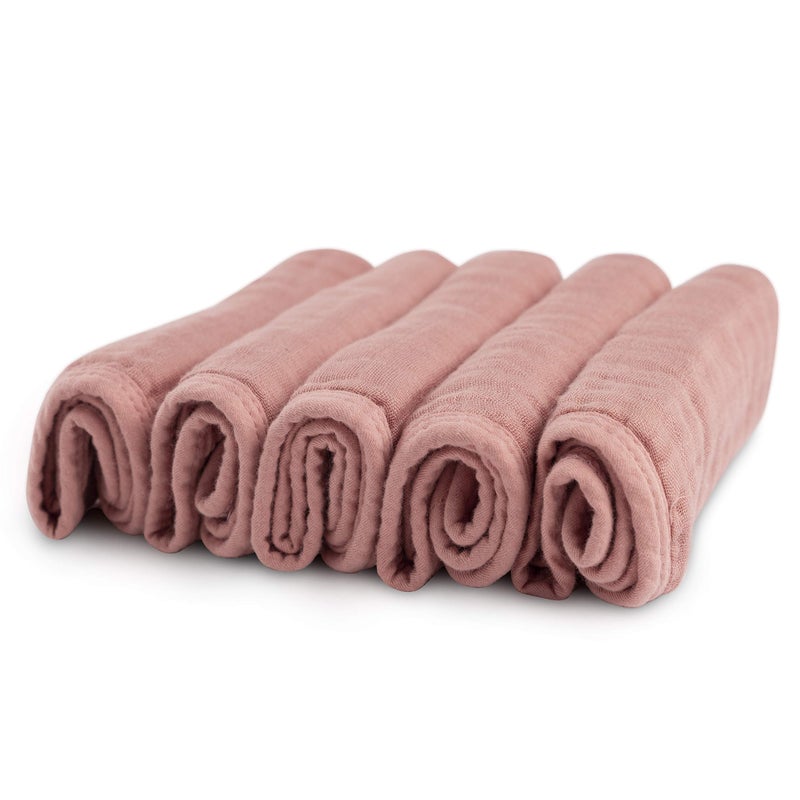 Natemia مناديل استحمام ناتيميا من موسلين للمواليد الجدد - مناديل فاخرة للأطفال، فائقة الامتصاص وناعمة للغاية مصنوعة من الرايون من الخيزران، 6 طبقات من مناديل الاستحمام للبنات والأولاد، مجموعة مكونة من 5 قطع - Image 3