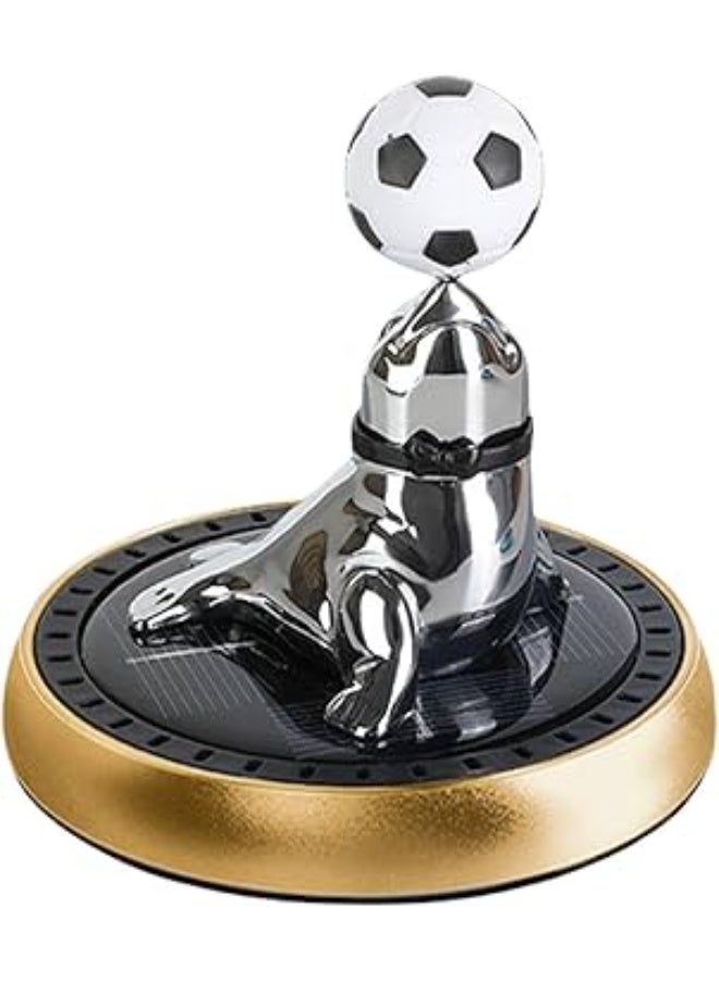 Solar Car Fragrance Sea Lion Play Ball Design, Auto Rotate Car Air Freshener with Solar Energy, Light Sensing Technology, Permanent Magnet Motor, Aromatherapy Ornament for Car