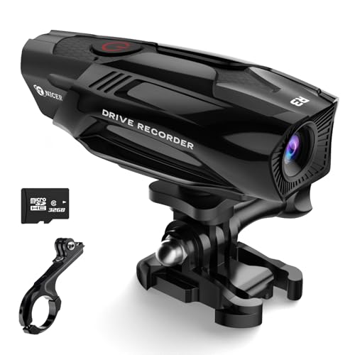 TNICER Motorcycle Helmet Camera, R3 Bike Video Camera,1080P Sports Action Camera, 120° Wide Angle Camcorder, IP67 Waterproof Dash Cam with 3 Types of Installation and 32G Card - Image 1