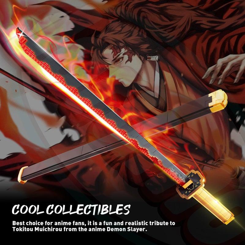 Jorumo Demon Slayer Swords Building Sets for Boys 8-14  39in Tsugikuni Yoriichi Sword Building Block with Scabbard and Stand  Anime Sword Building Toy Demon Slayer Gift Katana  788 Pcs - Image 4