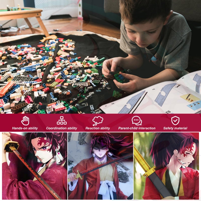 Jorumo Demon Slayer Swords Building Sets for Boys 8-14  39in Tsugikuni Yoriichi Sword Building Block with Scabbard and Stand  Anime Sword Building Toy Demon Slayer Gift Katana  788 Pcs - Image 5