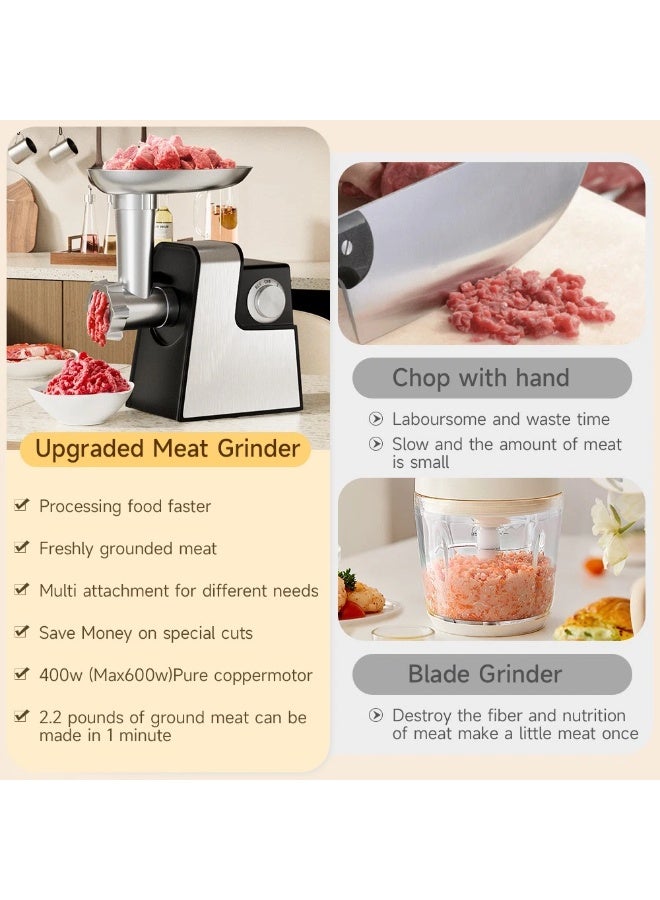 إيفرين آلة تقطيع الخضروات الكهربائية 10 في 1، مبشرة جبن و طاحونة لحم، مع محرك 300 وات و شفرات قابلة للتبديل، فتحة تغذية واسعة، تحكم بنقرة واحدة للمطبخ المنزلي - Image 2