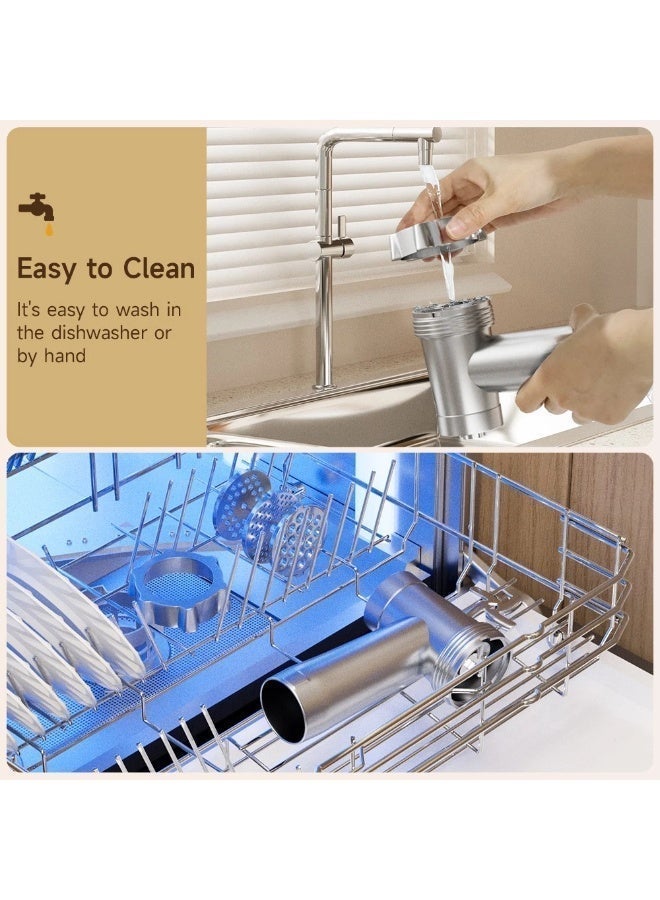 EVEREEN 10-in-1 Electric Vegetable Slicer, Cheese Grater & Meat Grinder, 300W Food Processor with Interchangeable Blades, Wide Feeding Chute, One-Touch Control for Home Kitchen - Image 5