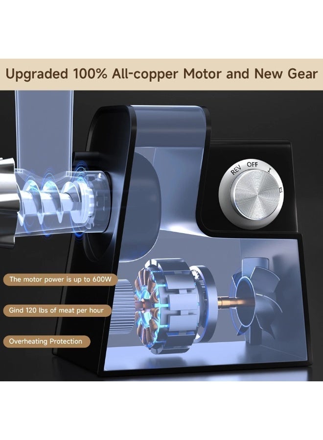 EVEREEN 10-in-1 Electric Vegetable Slicer, Cheese Grater & Meat Grinder, 300W Food Processor with Interchangeable Blades, Wide Feeding Chute, One-Touch Control for Home Kitchen - Image 4