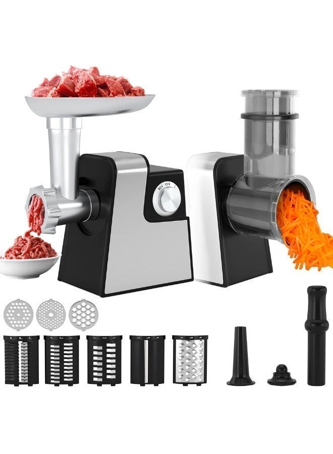EVEREEN 10-in-1 Electric Vegetable Slicer, Cheese Grater & Meat Grinder, 300W Food Processor with Interchangeable Blades, Wide Feeding Chute, One-Touch Control for Home Kitchen - Image 1