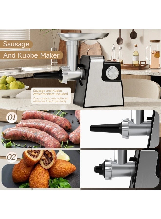 EVEREEN 10-in-1 Electric Vegetable Slicer, Cheese Grater & Meat Grinder, 300W Food Processor with Interchangeable Blades, Wide Feeding Chute, One-Touch Control for Home Kitchen - Image 3