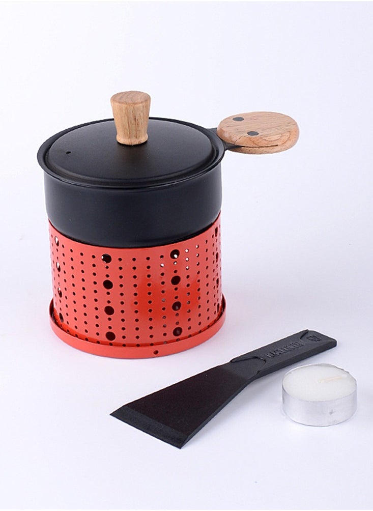 Generic Cheese Raclette Fondue Pot Table Grill Cheese Ice Cream Chocolate Melting Hotpot Porcelain DIY Fondue Set Butter Melter Warmer  - Image 2