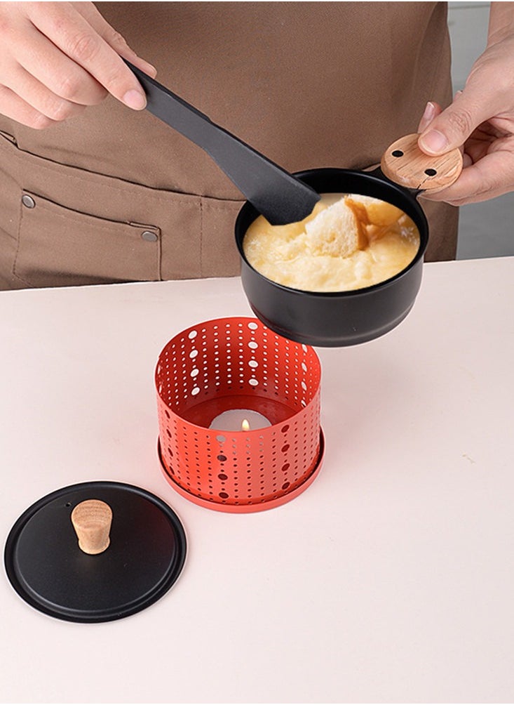 Generic Cheese Raclette Fondue Pot Table Grill Cheese Ice Cream Chocolate Melting Hotpot Porcelain DIY Fondue Set Butter Melter Warmer  - Image 5