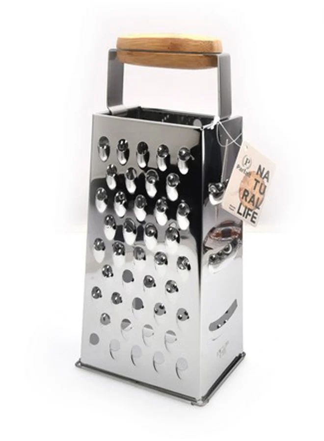 PARFAIT Four Sided Grater with Bamboo Handle Silver and Brown 24 x 8 x 10.5 cm N-D510KX0080