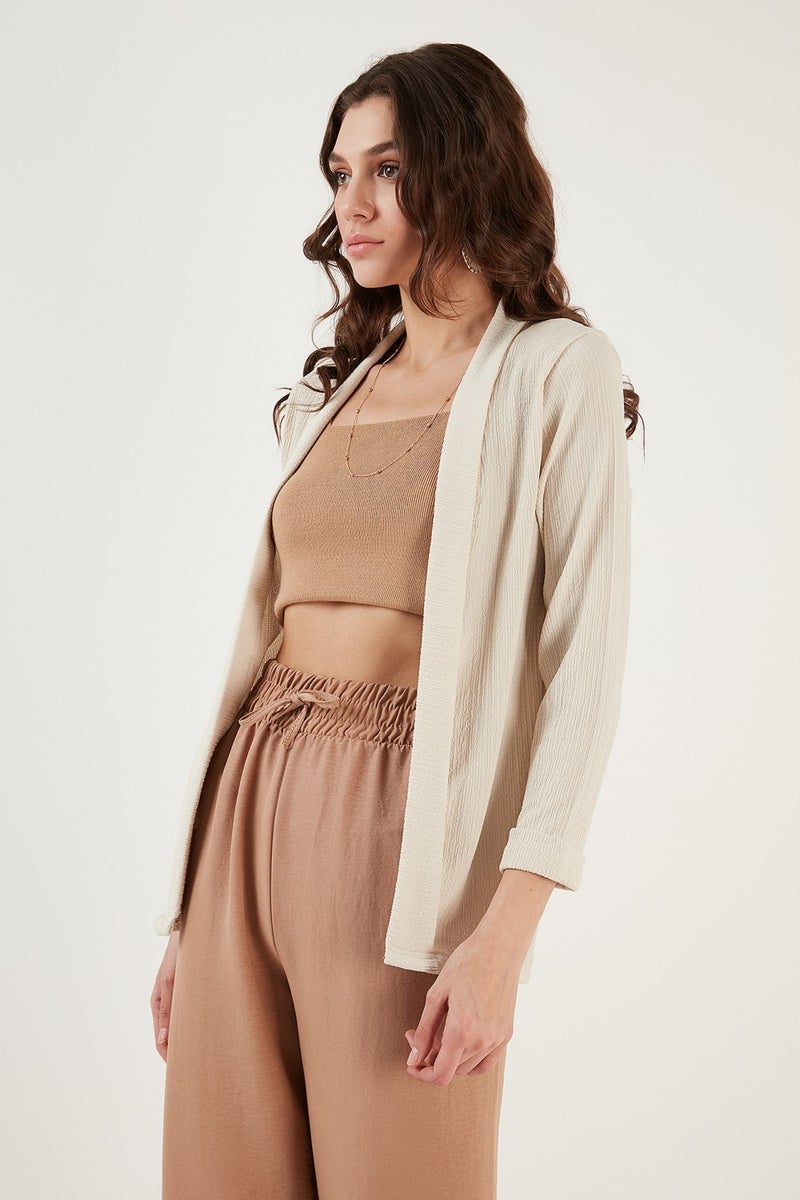 Lela Collar and Sleeve Folded Seersucker Kimono Cardigan Women's Cardigan 5869014 - Image 4