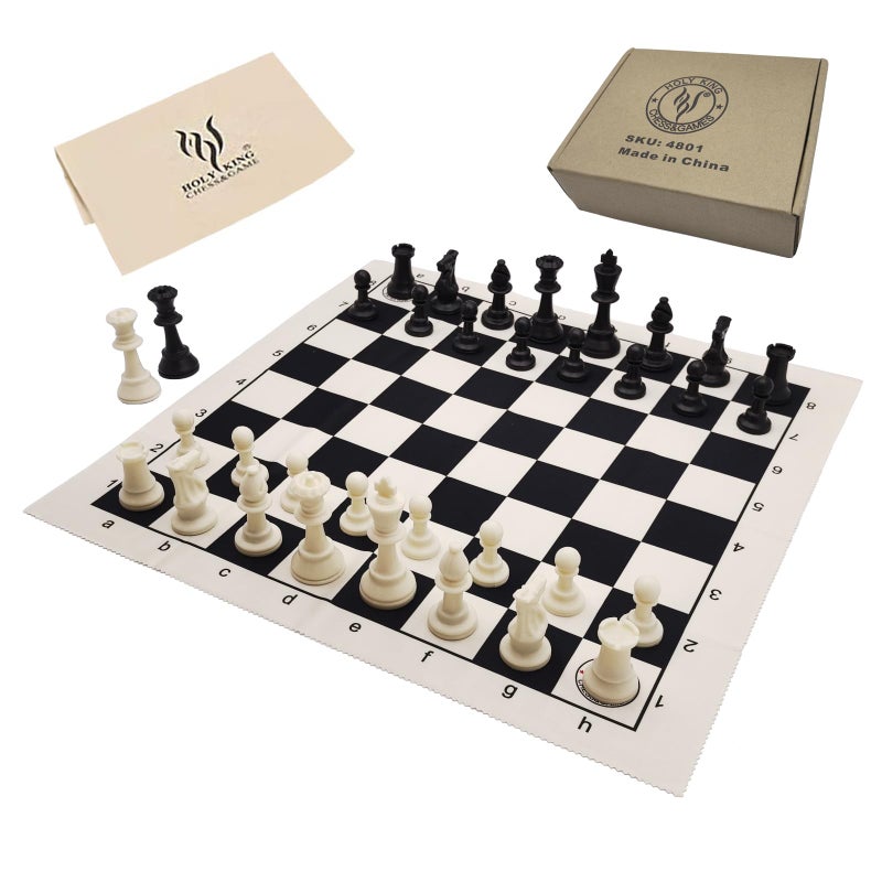 HOLYKING 19 Tournament Cloth Chess Board Set Portable Travel Pocket Chess Game Set Roll Up Combination Beginner Chess Set for Kids and Adults - Image 3