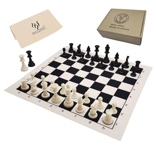 HOLYKING 19 Tournament Cloth Chess Board Set Portable Travel Pocket Chess Game Set Roll Up Combination Beginner Chess Set for Kids and Adults - Image 1