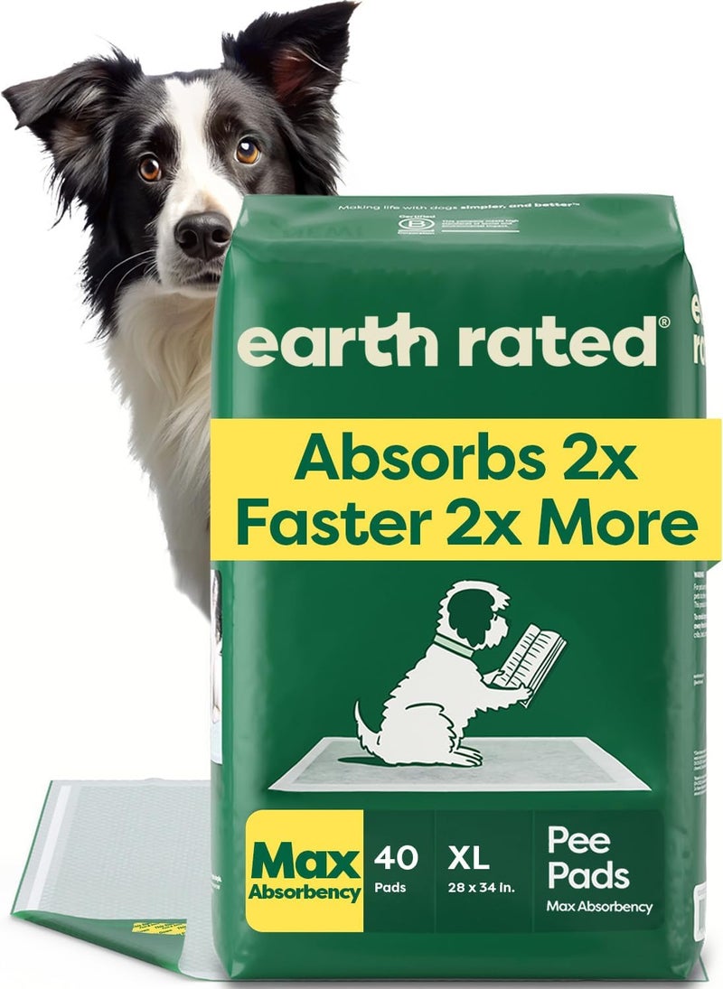 إيرث ريتد Earth Rated وسائد تدريب الكلاب للجراء، أقصى امتصاص أسرع مرتين وأكثر، حماية من 5 طبقات مانعة للتسرب، التحكم في الرائحة مع جاذب، بدون عطر، XL، 71 × 86 سم، 40 عبوة - Image 1
