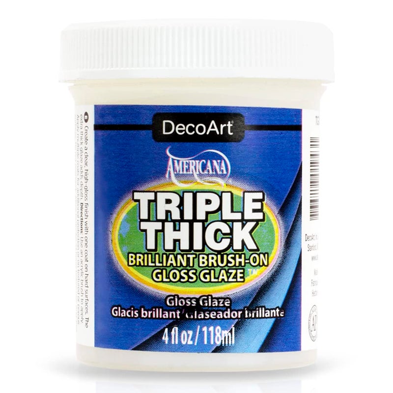 DecoArt TG01-10 Triple Thick Gloss Glaze, 4-Ounce Triple Thick Gloss Glaze (Jar), White - Image 1