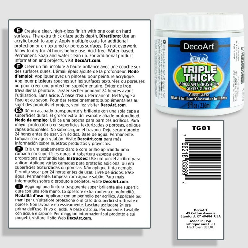 DecoArt TG01-10 Triple Thick Gloss Glaze, 4-Ounce Triple Thick Gloss Glaze (Jar), White - Image 2