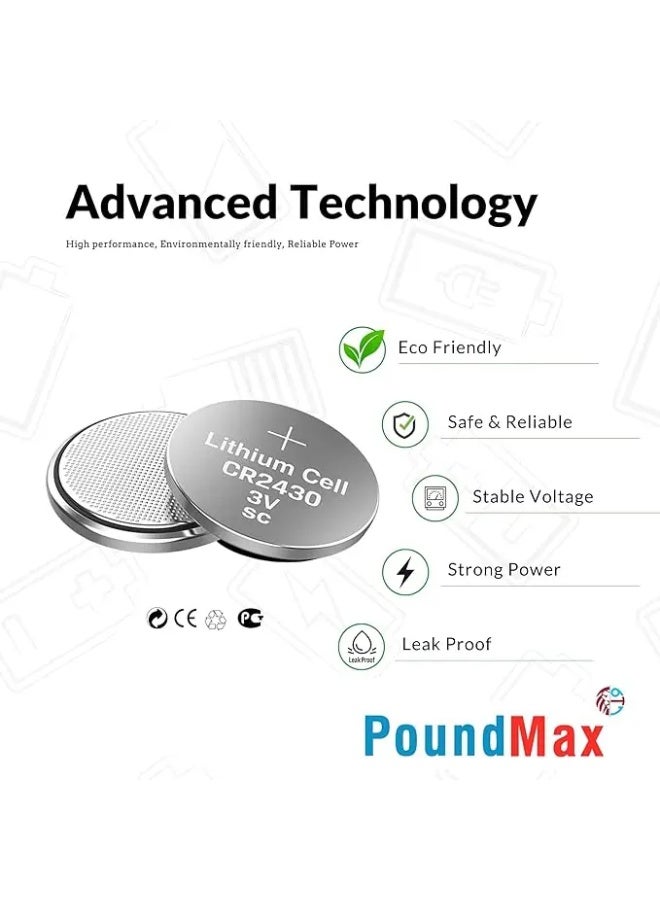 PoundMax 5 x 2430 CR2430 DL2430 3V Lithium Coin Cell Batteries - Image 2