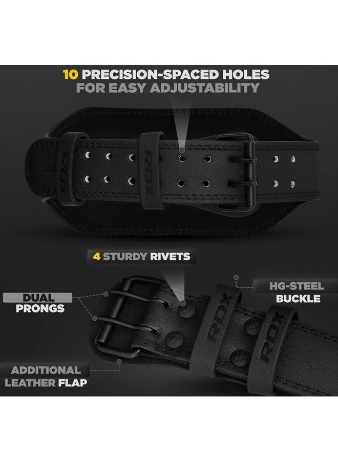 Rdx Weight Lifting Belt Gym Fitness, Cowhide Leather, 4” 6” Padded Lumbar Back Support, 10 Adjustable Holes, Weightlifting Powerlifting Bodybuilding Deadlift Squat Workout Strength Training, Men Women - Image 4