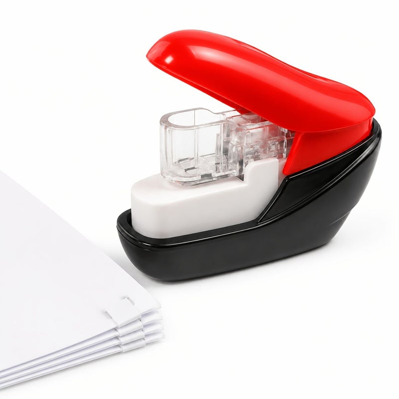 Kedeyou 5399 Black Red Needle Free Stapler No Staples Manual Operation 5 Sheet Capacity Staple Free Binding Device For Home Office School Paper Reports Flyers Brochures - Image 2