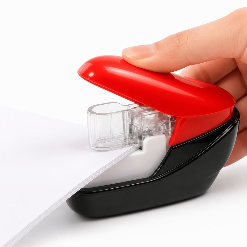 Kedeyou 5399 Black Red Needle Free Stapler No Staples Manual Operation 5 Sheet Capacity Staple Free Binding Device For Home Office School Paper Reports Flyers Brochures - Image 4