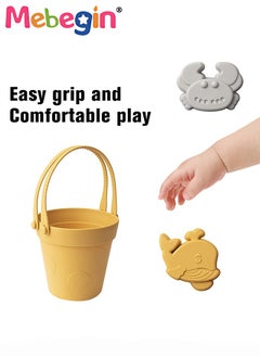 MEBEGIN 8 Pcs Silicone Beach Toys with Portable Beach Bag,Summer Kids Beach Set with Sand Toy Molds Shovel Bucket Set, Beach Sand Toys Toddler Sandbox Toys for Girl Kids Outdoor, Yellow  - Image 5