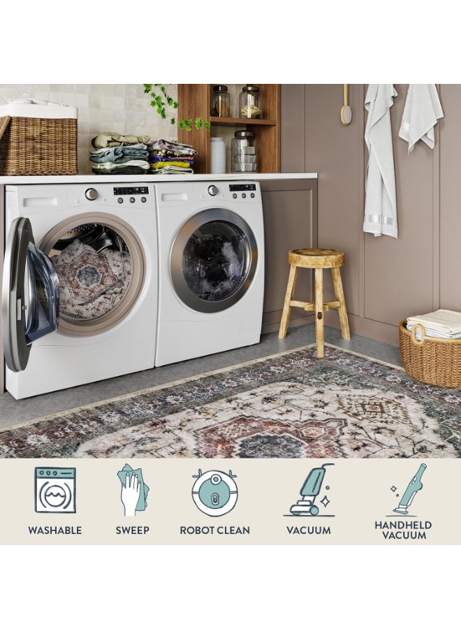 Retro Persian style living room coffee table bedroom carpet - anti slip, stain resistant, easy to clean, washable, soft and comfortable area carpet - Image 5