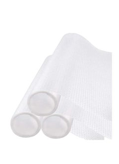 Golden Shelf Liner Non-Adhesive (Clear, 3 Rolls 45x150cm) EVA Cupboard Cabinet Pad Drawer Mat Fridge Liner Roll for Kitchen and Bedroom  - Image 1