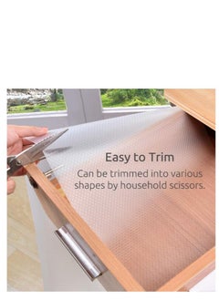 Golden Shelf Liner Non-Adhesive (Clear, 3 Rolls 45x150cm) EVA Cupboard Cabinet Pad Drawer Mat Fridge Liner Roll for Kitchen and Bedroom  - Image 3