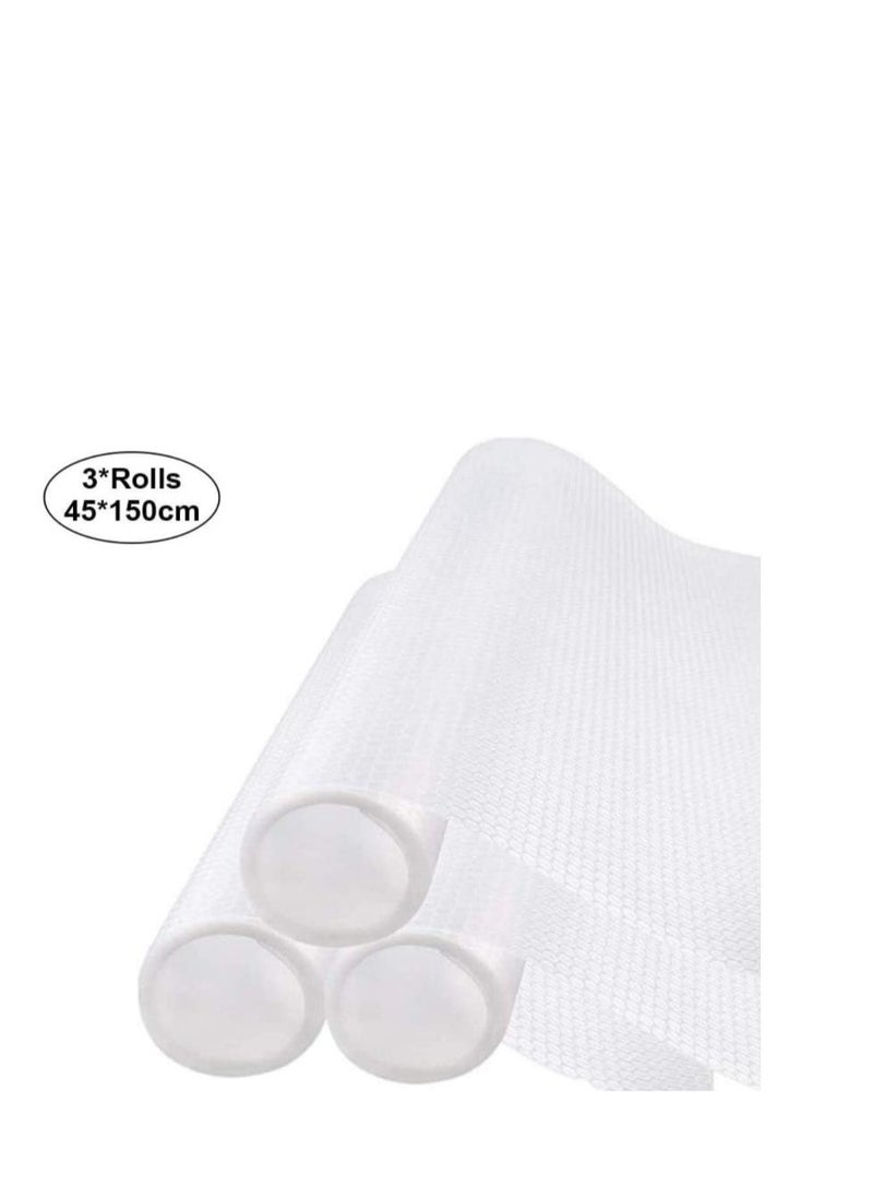 Shelf Liner Non-Adhesive (Clear, 3 Rolls 45x150cm) EVA Cupboard Cabinet Pad Drawer Mat Fridge Liner Roll for Kitchen and Bedroom - pzsku/Z3BD4D8CF8E9B7A67BF5DZ/45/_/1702448436/f1d42d54-eae4-4fd5-afa8-7b657e394715