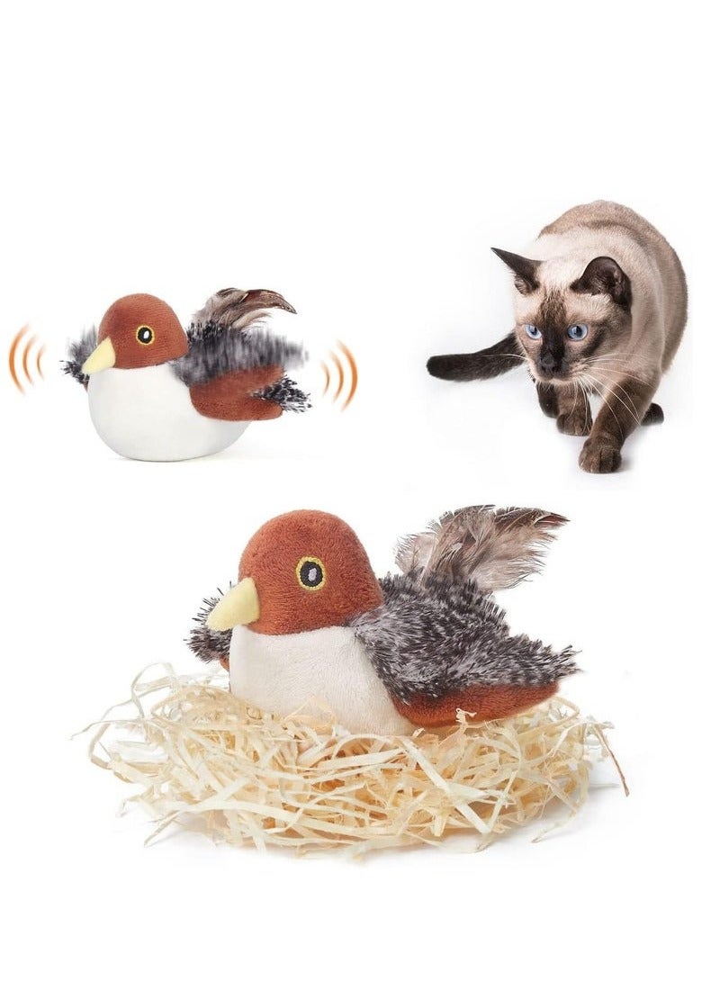 Cat Toys Rechargeable Flapping Bird Sparrow, Lifelike Chirp Tweet, Touch Activated Kitten Toy Interactive Cat Exercise Toys for All Breeds Cat Kicker Catnip Toys 4.0 Inches - Image 2