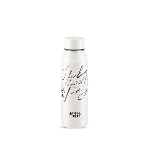 Jaypee Plus Punch Prime Stainless Steel Printed Vacuum Insulated Water Bottle 620 ml | ISI Certified Rustproof & Leakproof Flask with 24Hrs Hot & Cold Ideal for School Kids, Office & Travel - (White) - Image 1