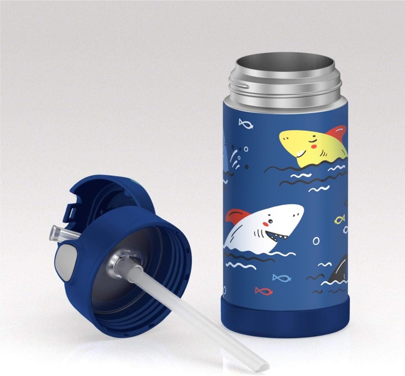 Thermos Funtainer Stainless Steel kids sharks Water Bottle 355ml, Kids Water Bottle With Straw, Insulated Flask, Hydration Bottle With Lid - Image 5