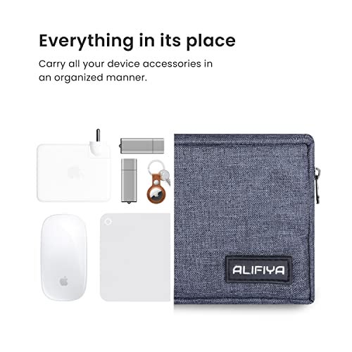 ALIFIYA Polyester Gadget Charger Pouch/Travel Organizer Pouch for Cables/Hard Disk/Charger (Grey - Pack of 2) - Image 4