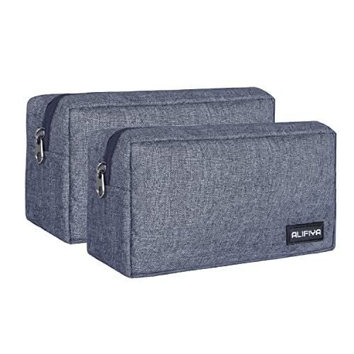 ALIFIYA Polyester Gadget Charger Pouch/Travel Organizer Pouch for Cables/Hard Disk/Charger (Grey - Pack of 2) - Image 1