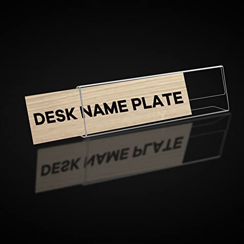 Opexscal 12 Pack 8" W x 2" H Acrylic Office Name Plates Name Labels for Desks, Horizontal Slant Back Clear Desk Sign Holder for Table Display - Image 2
