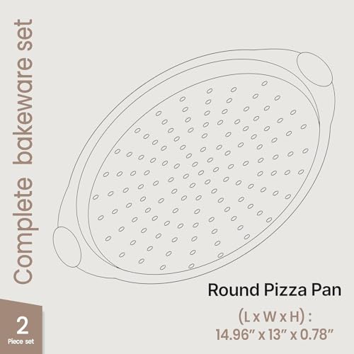 BAKKENMASTER Bakken Pizza Baking Pan - Round Perforated Carbon Steel Pan with Non-Stick Marble Coating, Oversized Silicone Handle, Dishwasher Safe, High-Temperature Resistant, Durable & Easy Cleanup Black, 2 Pack - Image 2