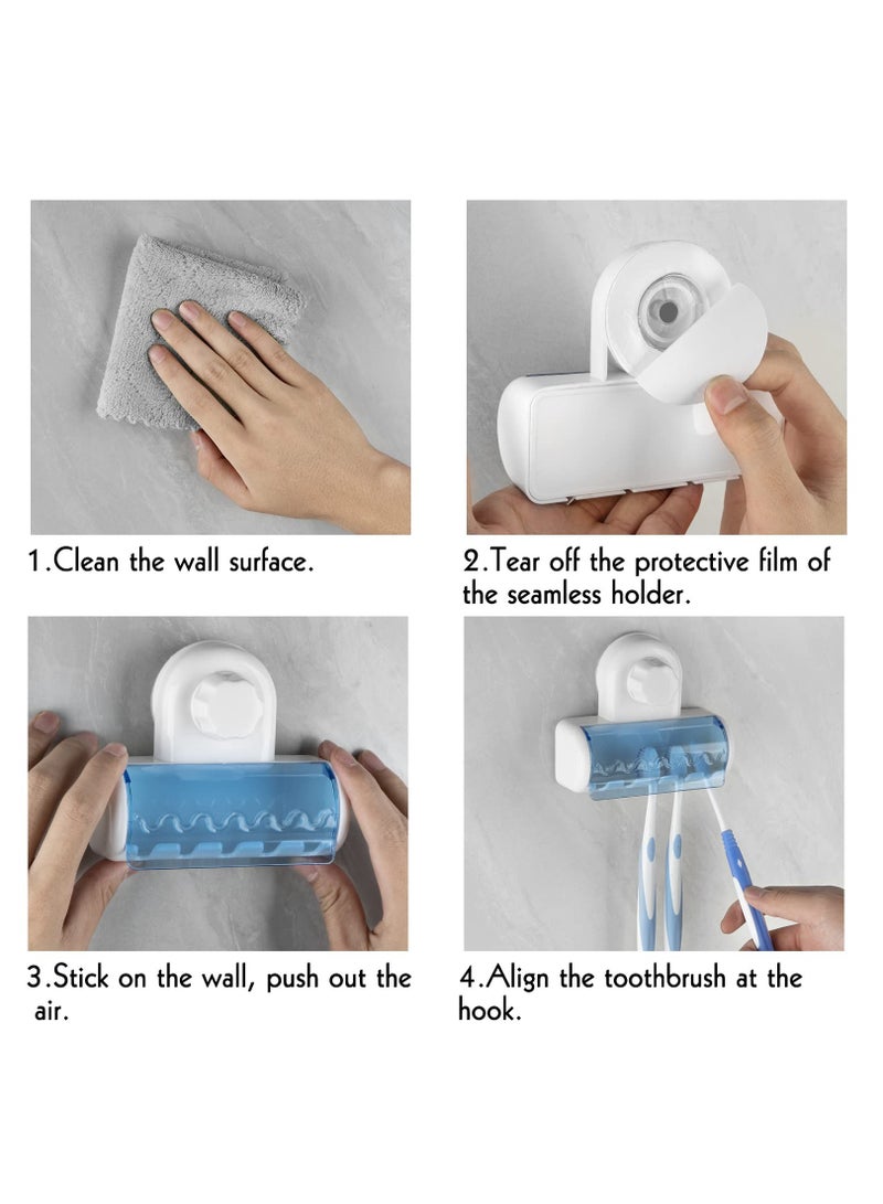 SYOSI 2 PCS Toothbrush Holder Wall Mounted, 5 Slots Toothbrush Storage Organizer, Adhesive Toothbrush Hanger Rack for Shower Self, Dorm - Image 5