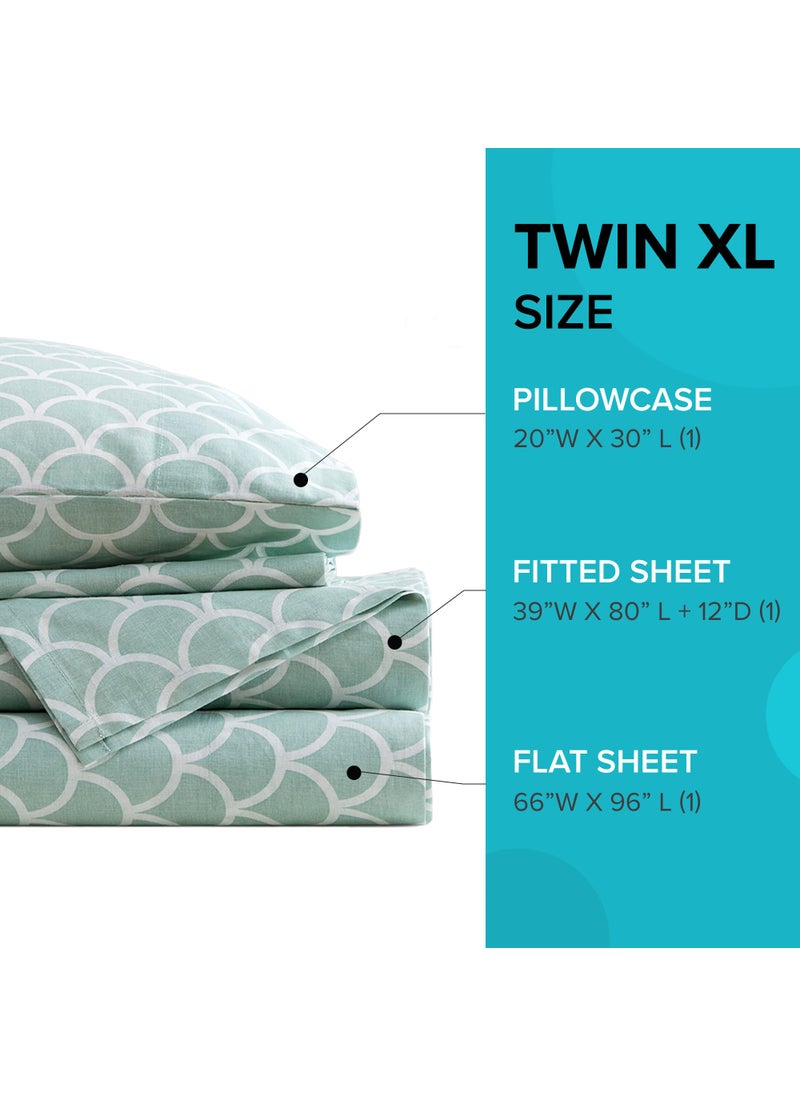Comfort Spaces Comfort Spaces 100% Cotton Sheet Set Breathable  Lightweight  Soft with 12"" Elastic Pocket Fits up to 14"" Mattress  All Season Cozy Bedding  Matching Pillow Case  Twin XL Scales 3 Piece  - Image 5