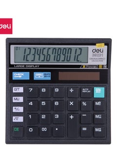 Deli Deli E39231 12-Digit Desktop Calculator - Solar/LR54 Battery, 120-Step Check & Correct, Black (1PCS/Color Box) - Ideal for Students, Teachers & Office Work  - Image 1