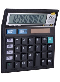 Deli Deli E39231 12-Digit Desktop Calculator - Solar/LR54 Battery, 120-Step Check & Correct, Black (1PCS/Color Box) - Ideal for Students, Teachers & Office Work  - Image 2