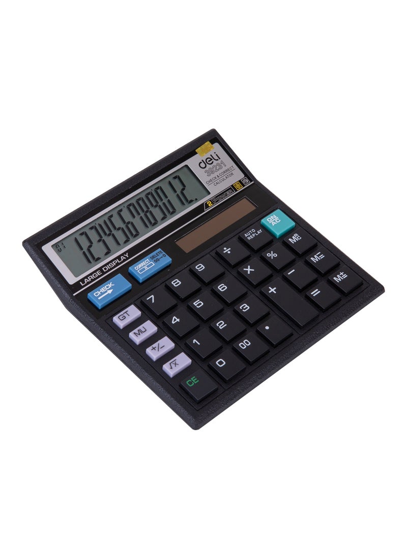 Deli Deli E39231 12-Digit Desktop Calculator - Solar/LR54 Battery, 120-Step Check & Correct, Black (1PCS/Color Box) - Ideal for Students, Teachers & Office Work  - Image 3