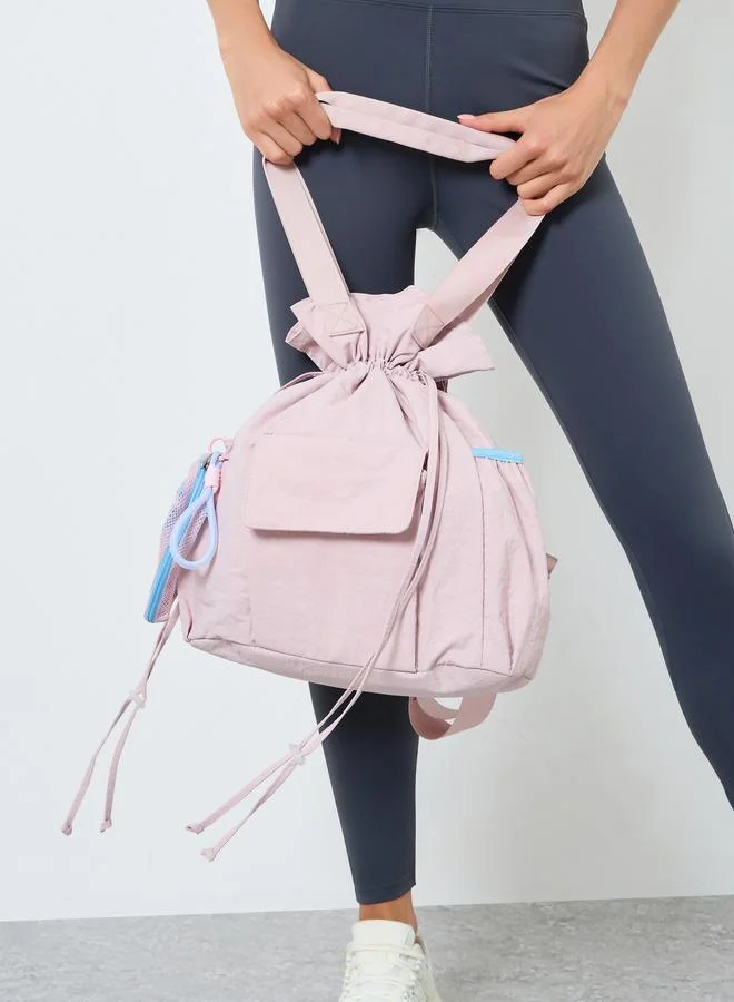 Styli Plain Side Drawstring Gym Bag with Backpack Straps