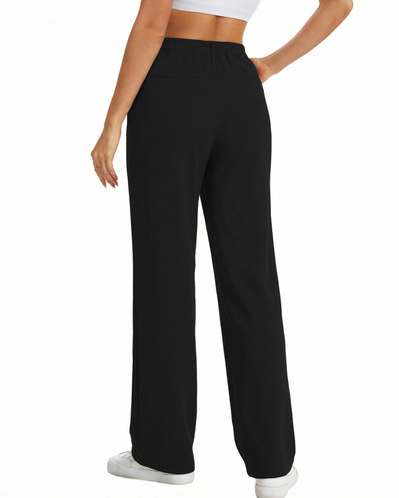 Feiersi Womens Wide Leg Pants Stretchy Work Dress Pants High Waist Business Casual Slacks Trousers 28"(Black,X-Large) - Image 2