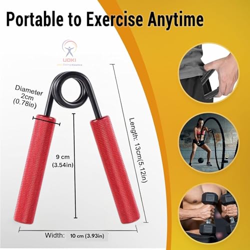 UDKI 300 LB (125–135 KG) Heavy-Duty Hand Grip Strengthener – Red | Non-Slip Knurled Handles | Metal Forearm & Grip Trainer for Strength Training, Muscle Building & Rehab - Image 2