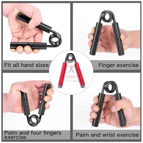 UDKI 300 LB (125–135 KG) Heavy-Duty Hand Grip Strengthener – Red | Non-Slip Knurled Handles | Metal Forearm & Grip Trainer for Strength Training, Muscle Building & Rehab - Image 4