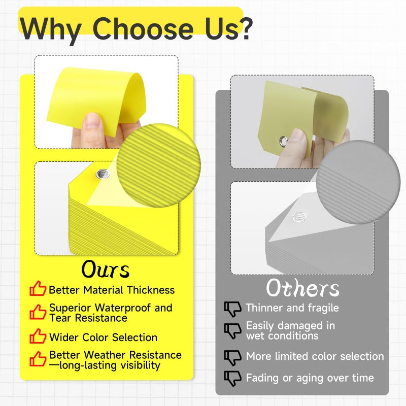 XUWAIDSGN 100Pcs Yellow Plastic Shipping Tags, 4 3/4" x 2 3/8", Writable, Durable, Waterproof - Image 4